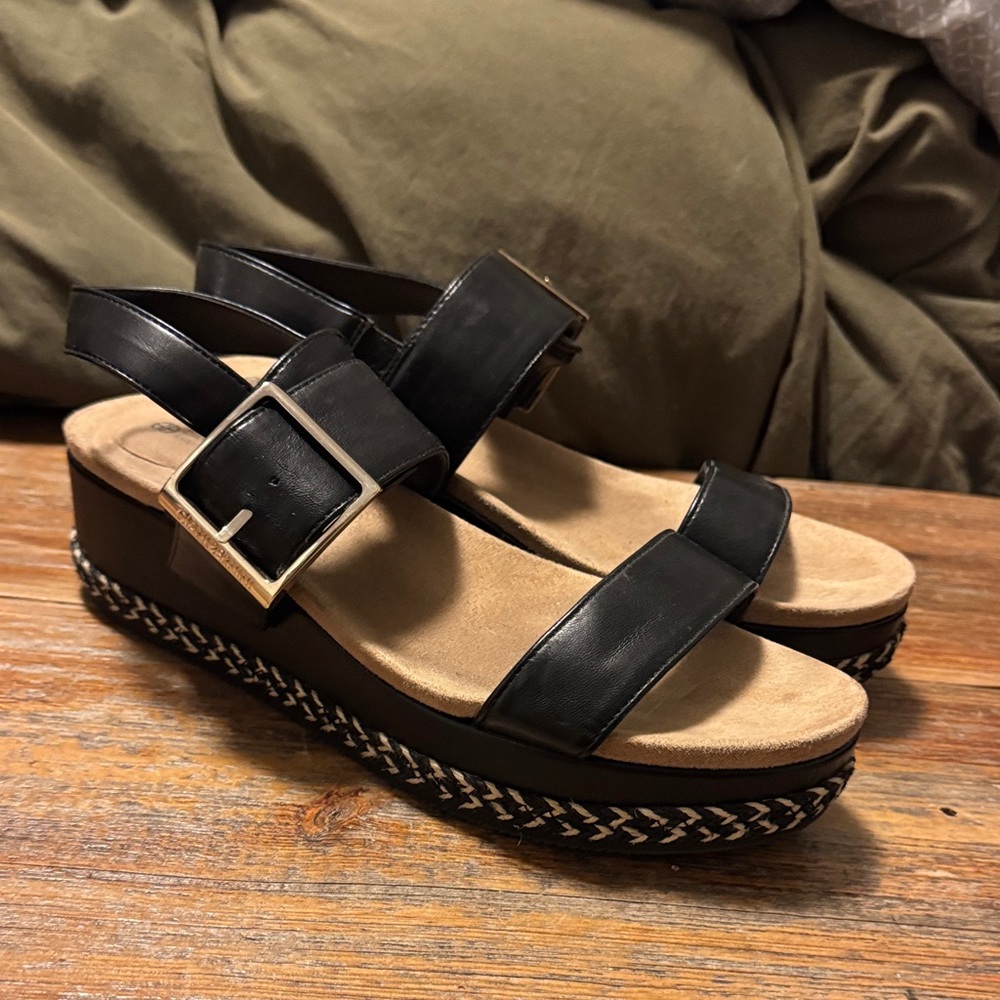 Black Leather Platform Sandals